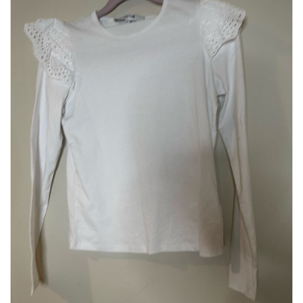 Joe's Jeans Ruffle Eyelet Sleeve Top White Size‎ XS